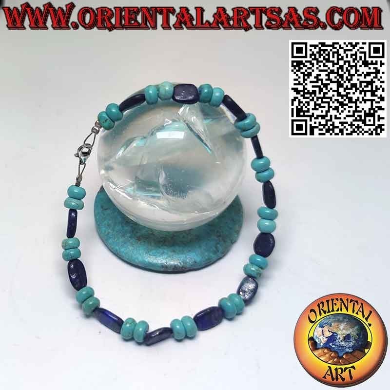 Bracciale Turchese e Lapislazzulo Naturali | Chiusura Argento