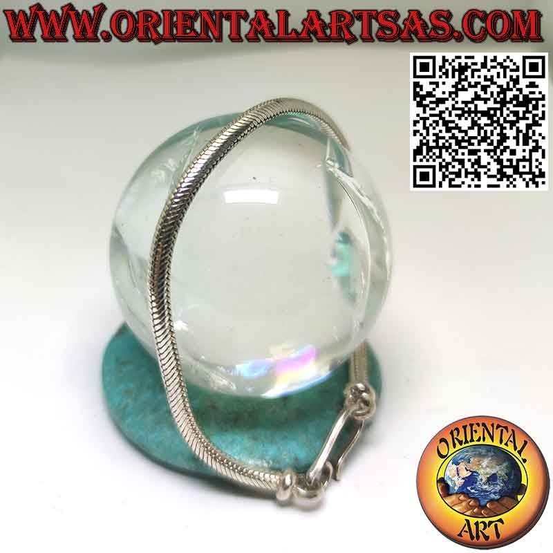 Pulsera clásica de plata maciza con eslabones "serpiente" de 19 cm x 4 mm