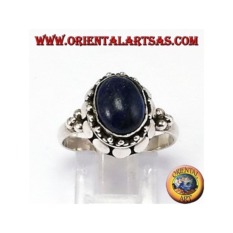 Bague en argent avec Lapislazzuli ovale naturel