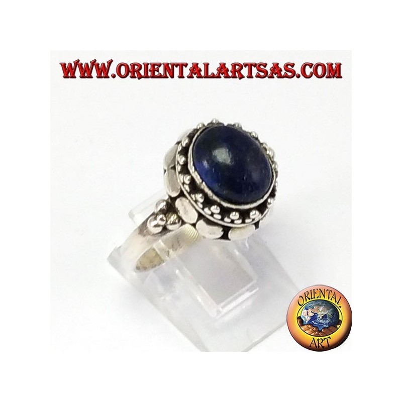Bague en argent avec Lapislazzuli ovale naturel