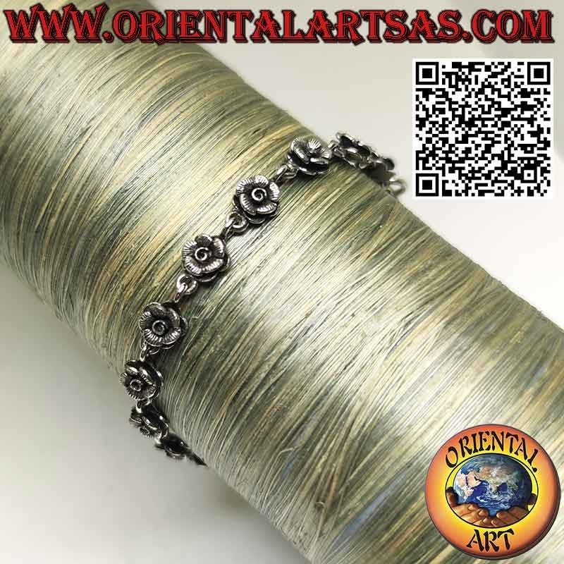 Armband mit einer Reihe von sechzehn Rosen aus 925 ‰ Silber