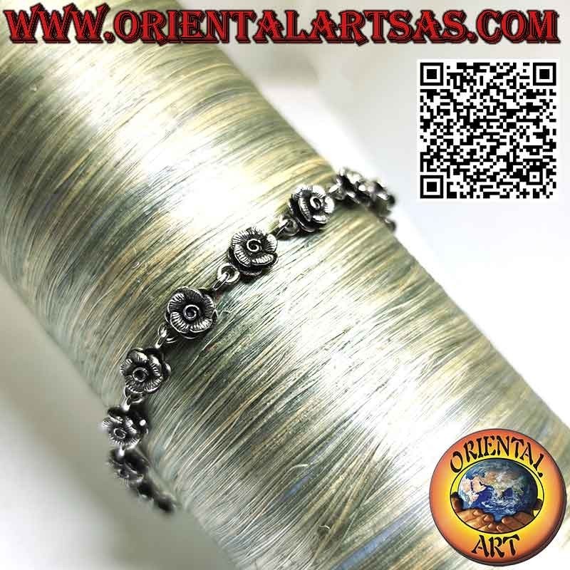 Pulsera con hilera de dieciséis rosas en plata 925 ‰