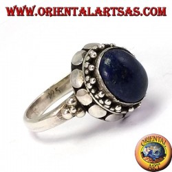 Silver ring with oval natural lapis lazuli