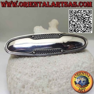 Hair clip in 925 silver oval with waves on the edges (steel clip)