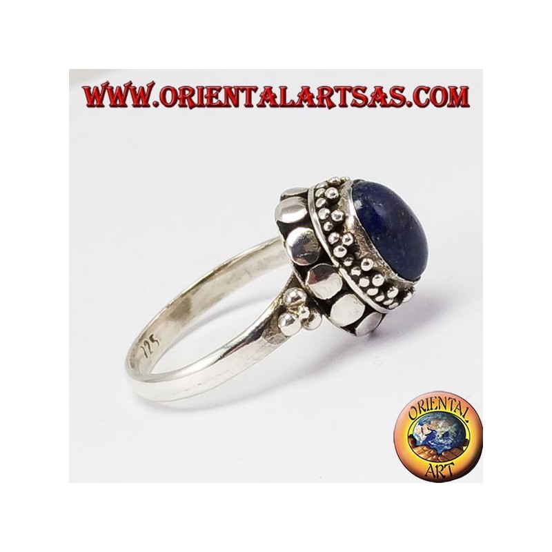 Bague en argent avec Lapislazzuli ovale naturel