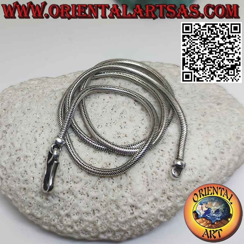 Collier serpent en argent 700‰, longueur 48 cm, épaisseur 3 mm