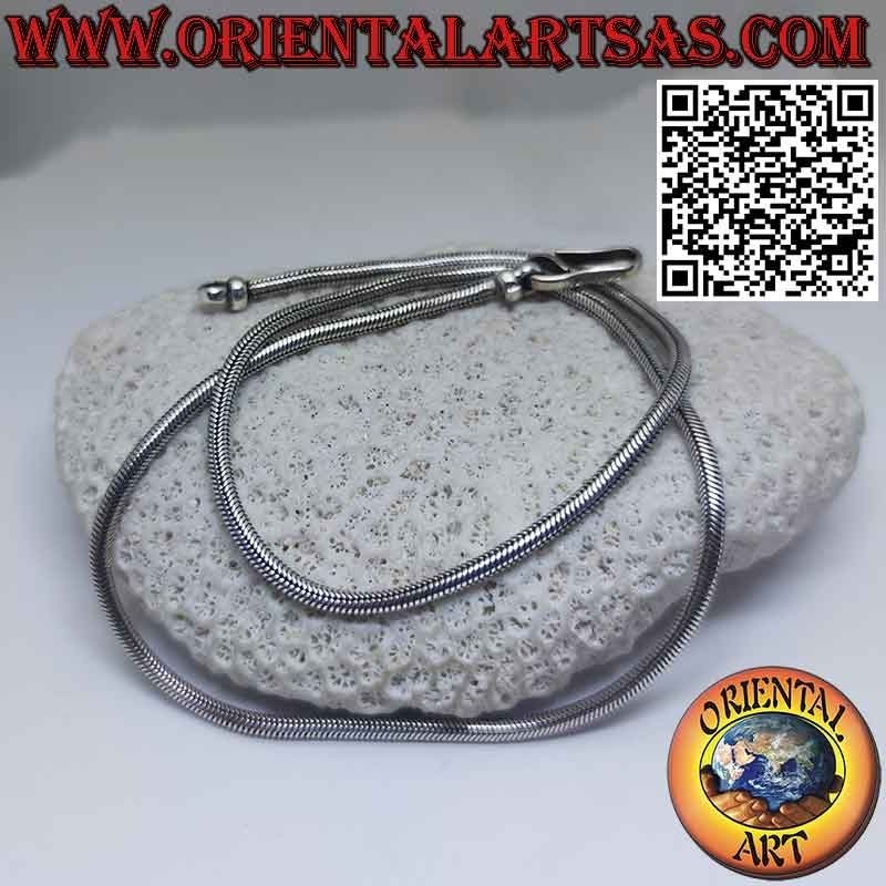 Collier serpent en argent 700‰, longueur 48 cm, épaisseur 3 mm