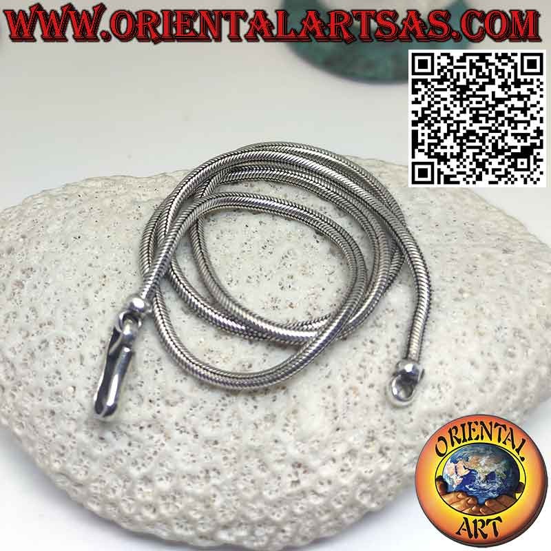 Snake necklace in 700‰ silver, 48 cm long, 3 mm thick