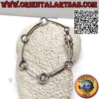 Bracciale in argento 925 con 6 pezzi a forma di surf con anelli grandi