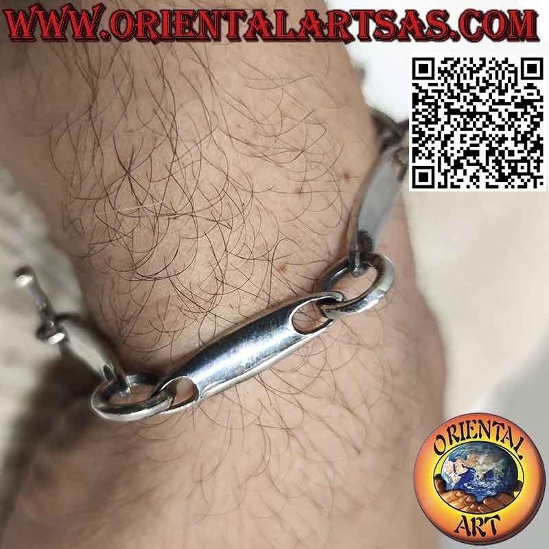 Pulsera de plata 925 con 6 piezas en forma de surf con anillos grandes