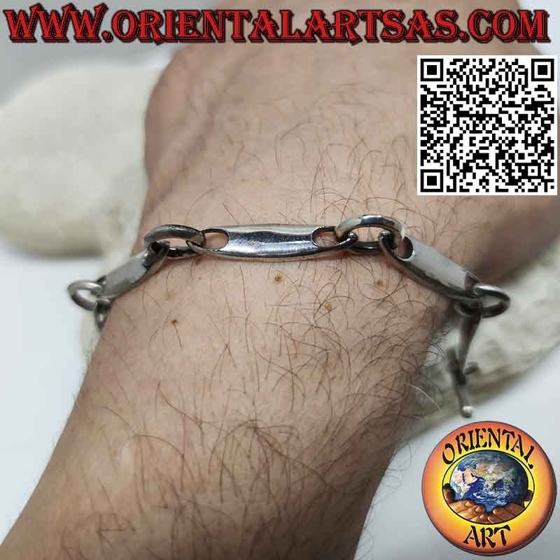 Pulsera de plata 925 con 6 piezas en forma de surf con anillos grandes
