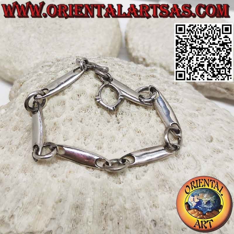925er Silberarmband mit 6 Teilen Surfform mit großen Ringen