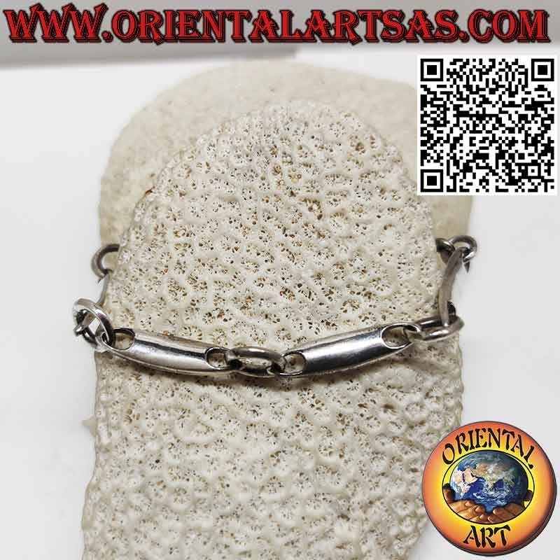 Pulsera de plata 925 con 6 piezas en forma de surf con anillos grandes