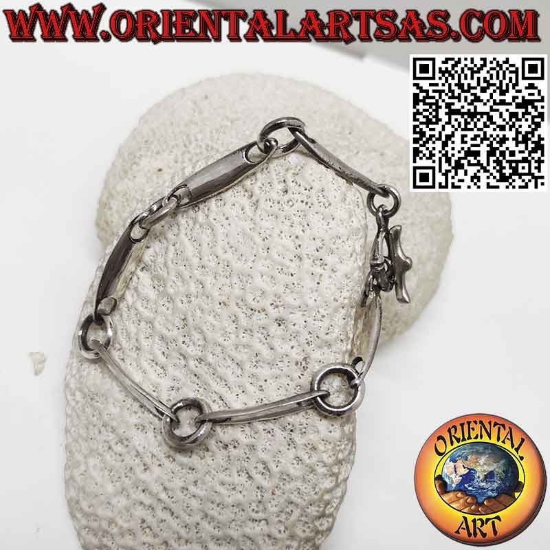 Pulsera de plata 925 con 6 piezas en forma de surf con anillos grandes