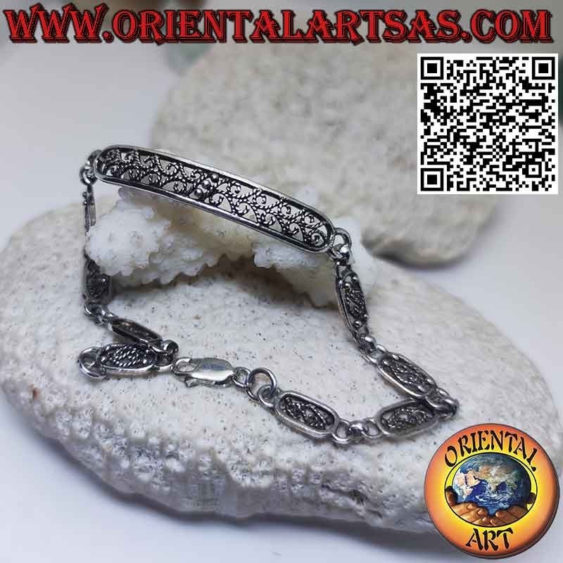 Pulsera semirrígida de plata 925 ‰ con adornos de filigrana