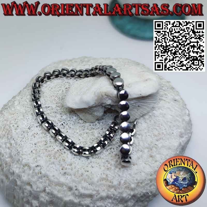 Luminous bracelet in 925 ‰ silver composed of a row of cylinders