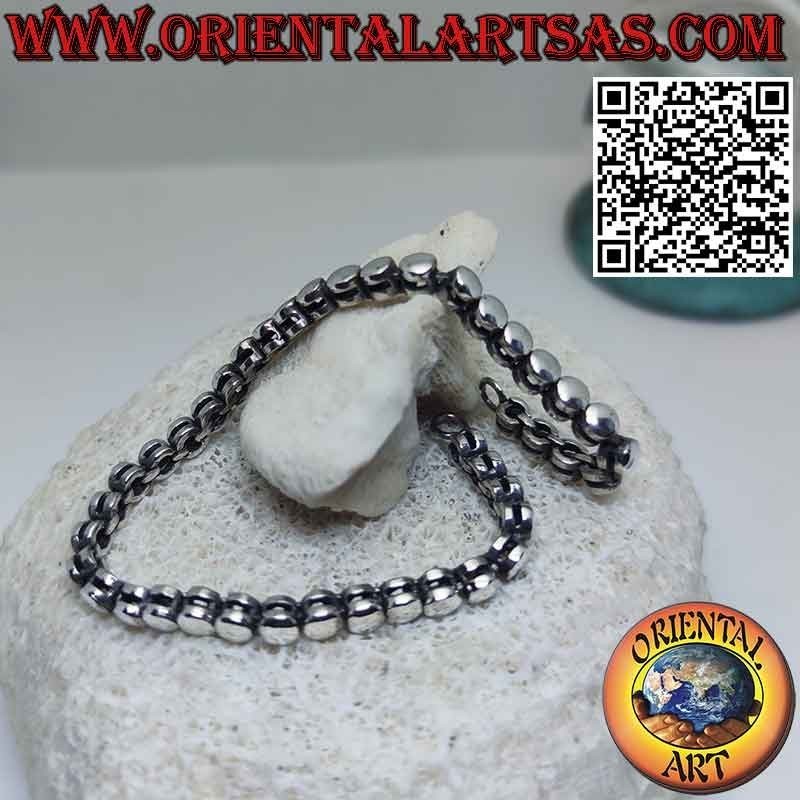 Luminous bracelet in 925 ‰ silver composed of a row of cylinders