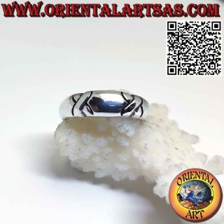 Bague Bande Bombée avec X Argent 925 - Design Géométrique | Oriental Art