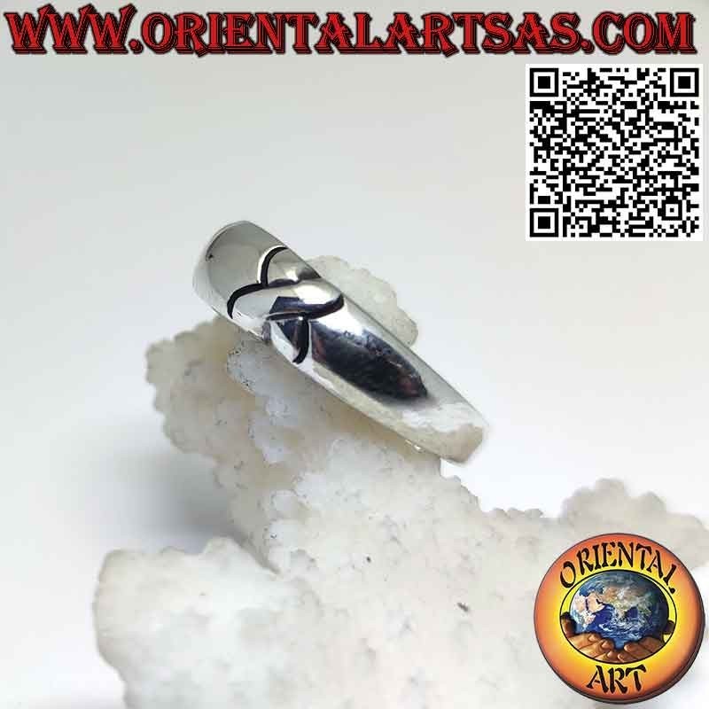 Anello Fascia Crescente Bombata con X Argento 925 | Oriental Art