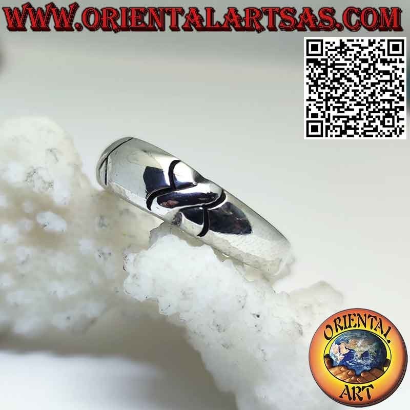 Curved Band Ring with X 925 Silver - Geometric Design | Oriental Art