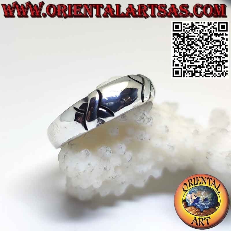 Curved Band Ring with X 925 Silver - Geometric Design | Oriental Art