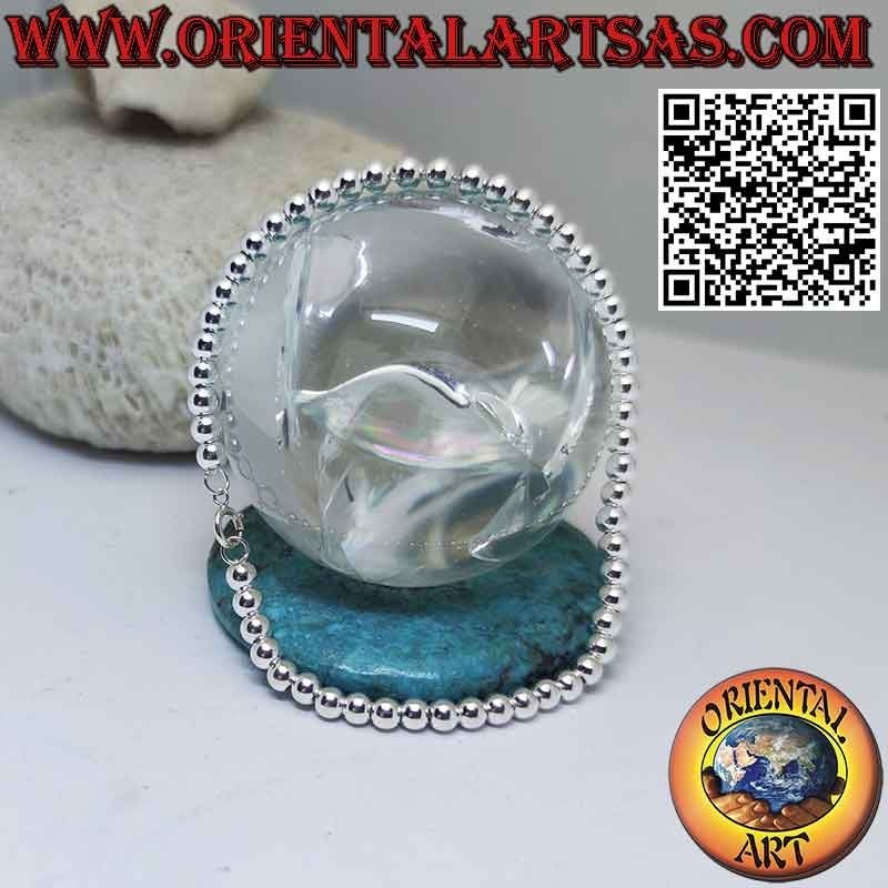 Pulsera de plata 925‰ con esferas de 4 mm. atado a una cadena