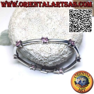 Pulsera semirrígida de plata 925 con siete rosas cuadradas de Francia