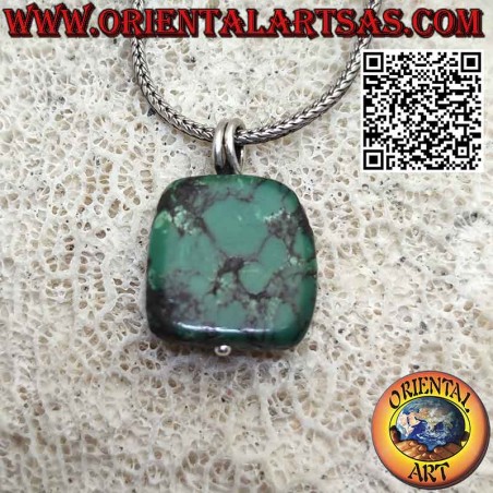 Protective pendant of ancient Tibetan turquoise with silver hook