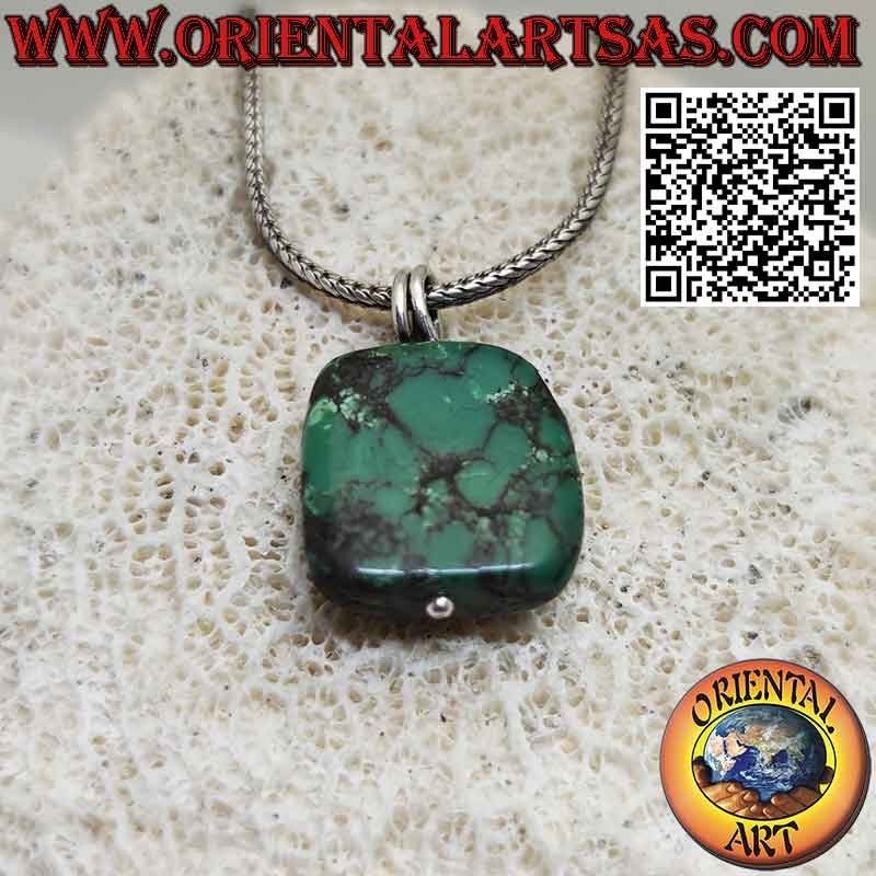 Protective pendant of ancient Tibetan turquoise with silver hook