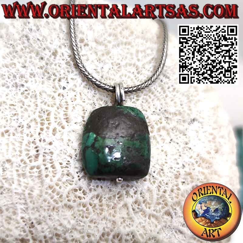 Colgante de plata Gao Kalachakra con turquesa tibetana antigua ovalada