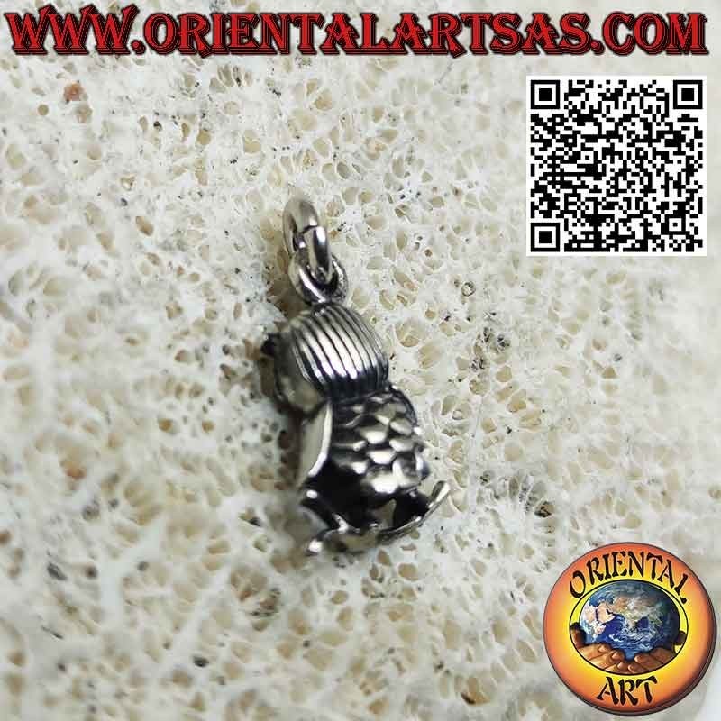 Colgante de plata en forma de búho de pie tridimensional, pequeño