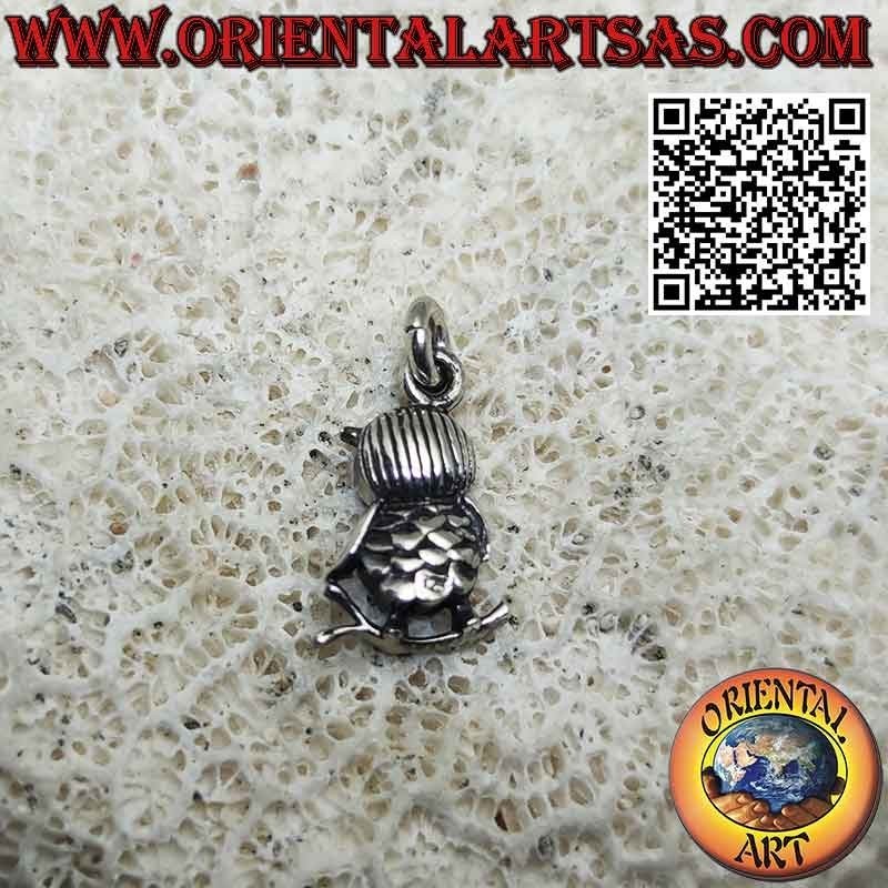 Pendentif en argent en forme de hibou debout en trois dimensions, petit