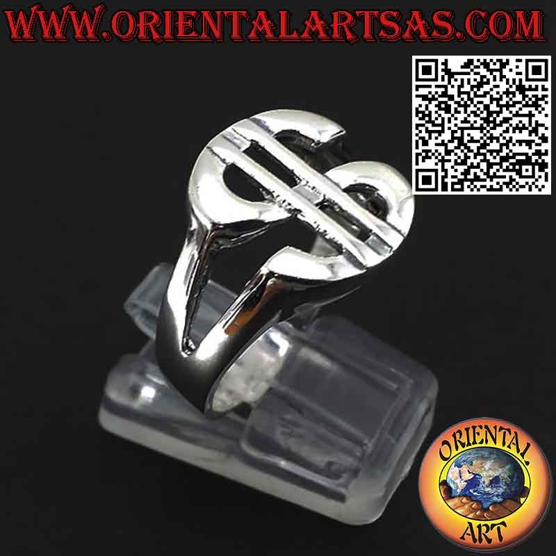 Anillo en plata maciza hipoalergénica 925 ‰ con símbolo de dólar
