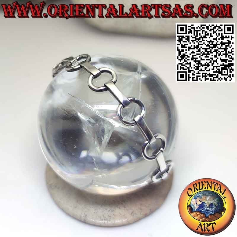 Bracelet en argent 925 avec ovales croisés reliés par une barre