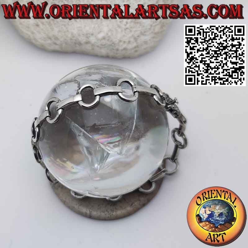 925 silver bracelet with crosswise ovals joined by a bar