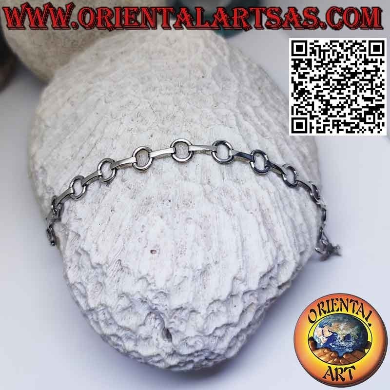 Bracelet en argent 925 avec ovales croisés reliés par une barre