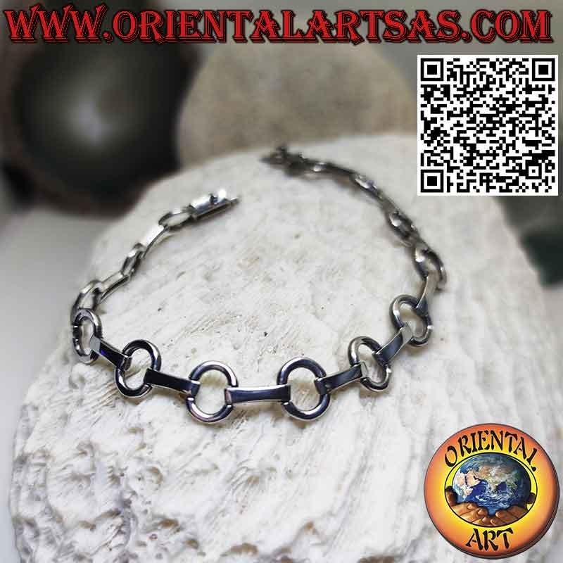 Bracelet en argent 925 avec ovales croisés reliés par une barre