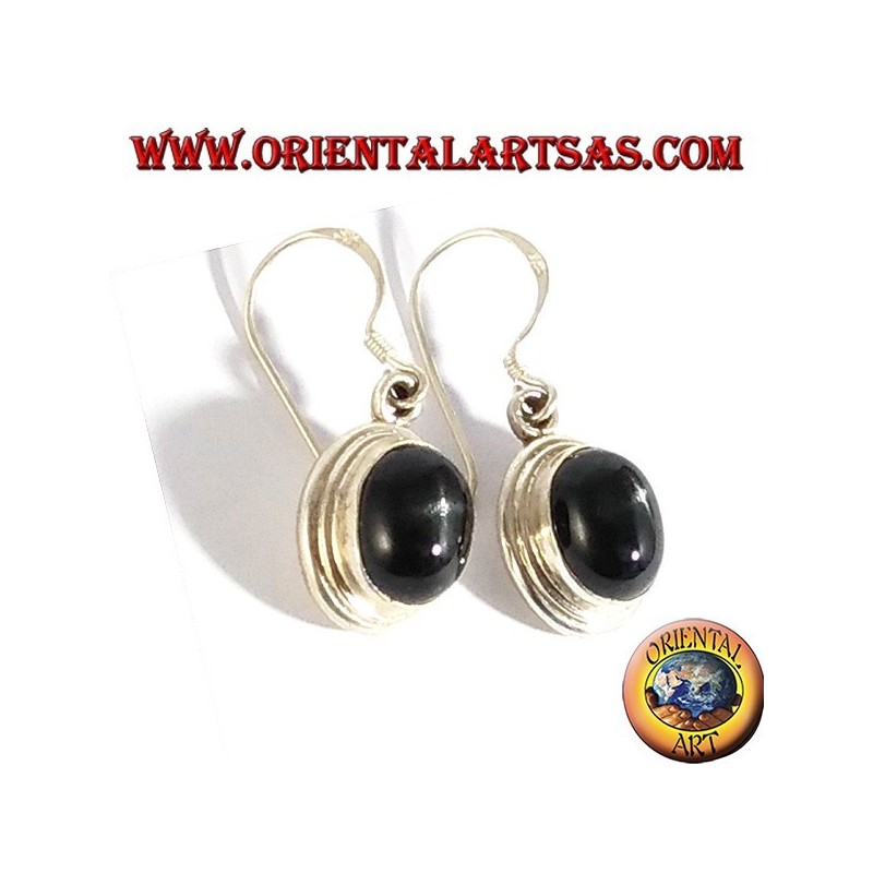 Silver pendant earrings with black star