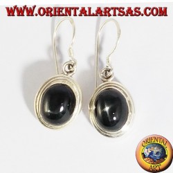 Silver pendant earrings with black star