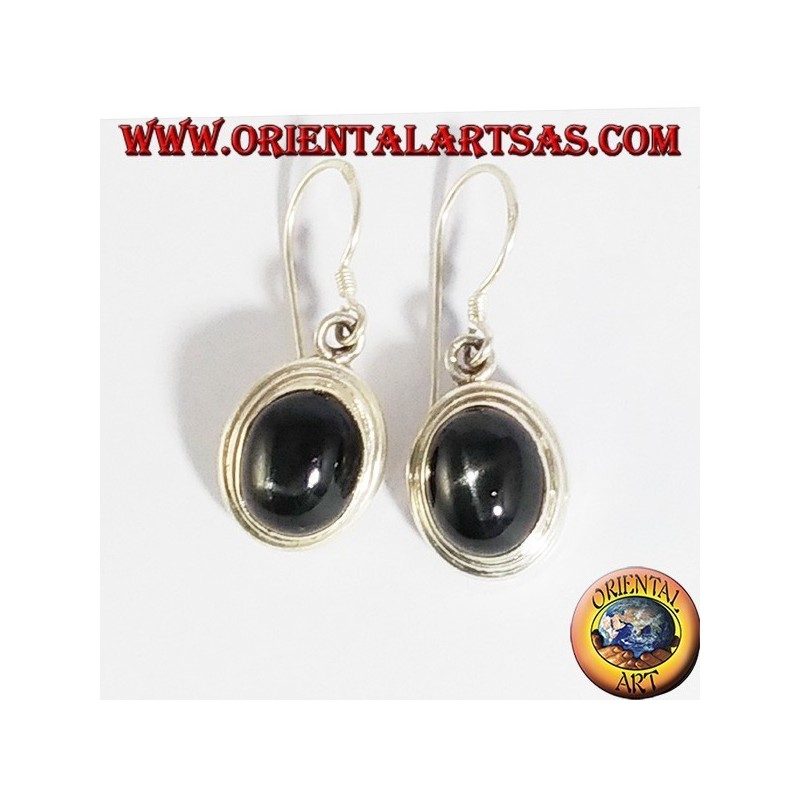 Silver pendant earrings with black star