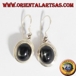 Silver pendant earrings with black star
