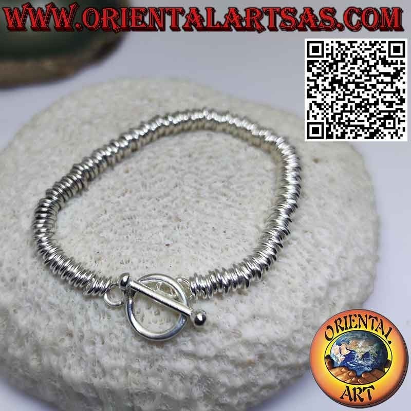 Bracelet en argent avec anneaux, modèle Dodo pour femme, 16 cm