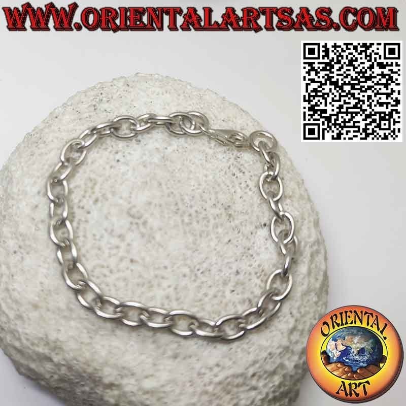 Bracelet chaîne en argent avec anneaux ovales et mousqueton, 18 cm