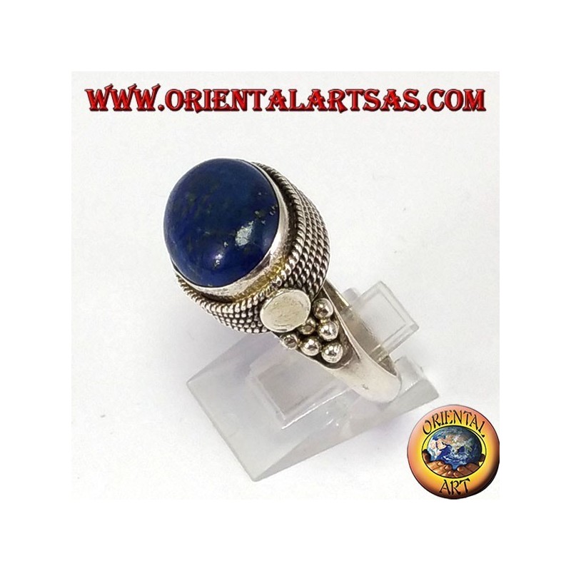 Bague en argent avec dentelle Lapislazzuli ovale naturelle