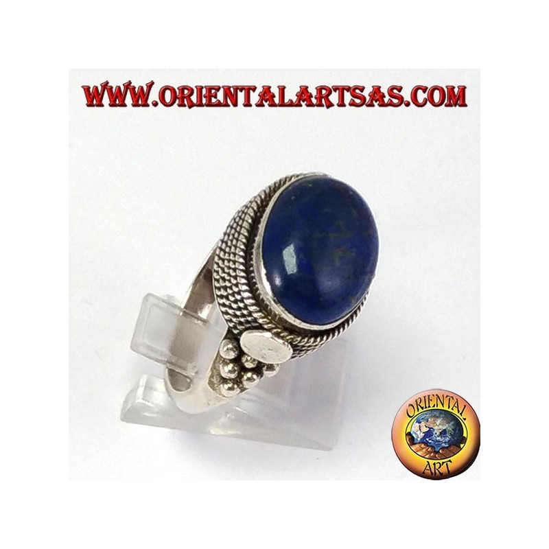 Silver ring with lace Lapislazzuli natural oval