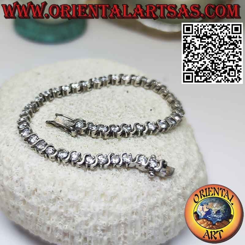 Tennisarmband aus 925‰ Silber mit einzeln gefassten Zirkonen