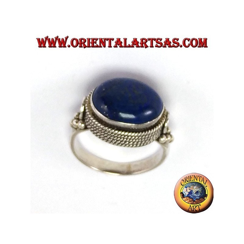 Silver ring with lace Lapislazzuli natural oval