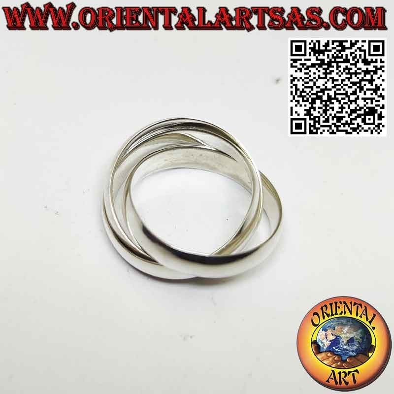 Bague en argent 925 à trois anneaux de 5 mm. * 2 mm. (modèle cartier)