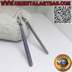 Boucles d'oreilles indigènes en argent 925‰ tresse sur longue plaque fait main