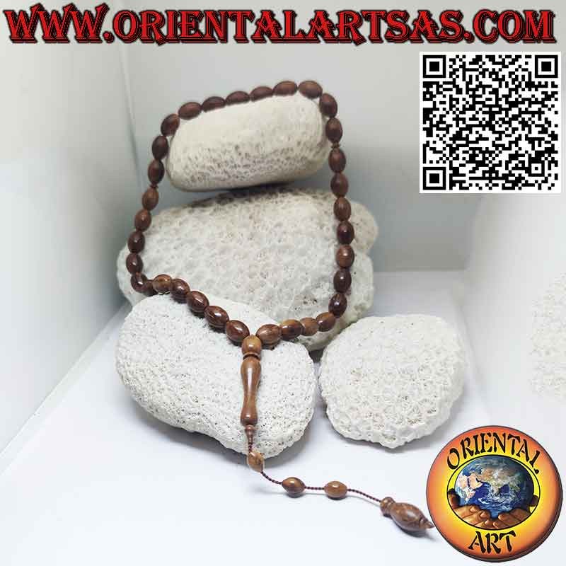 Islamic Tasbih, with 33 beads of 10*15 mm. in seeds of Kuka Koka (Piassava)